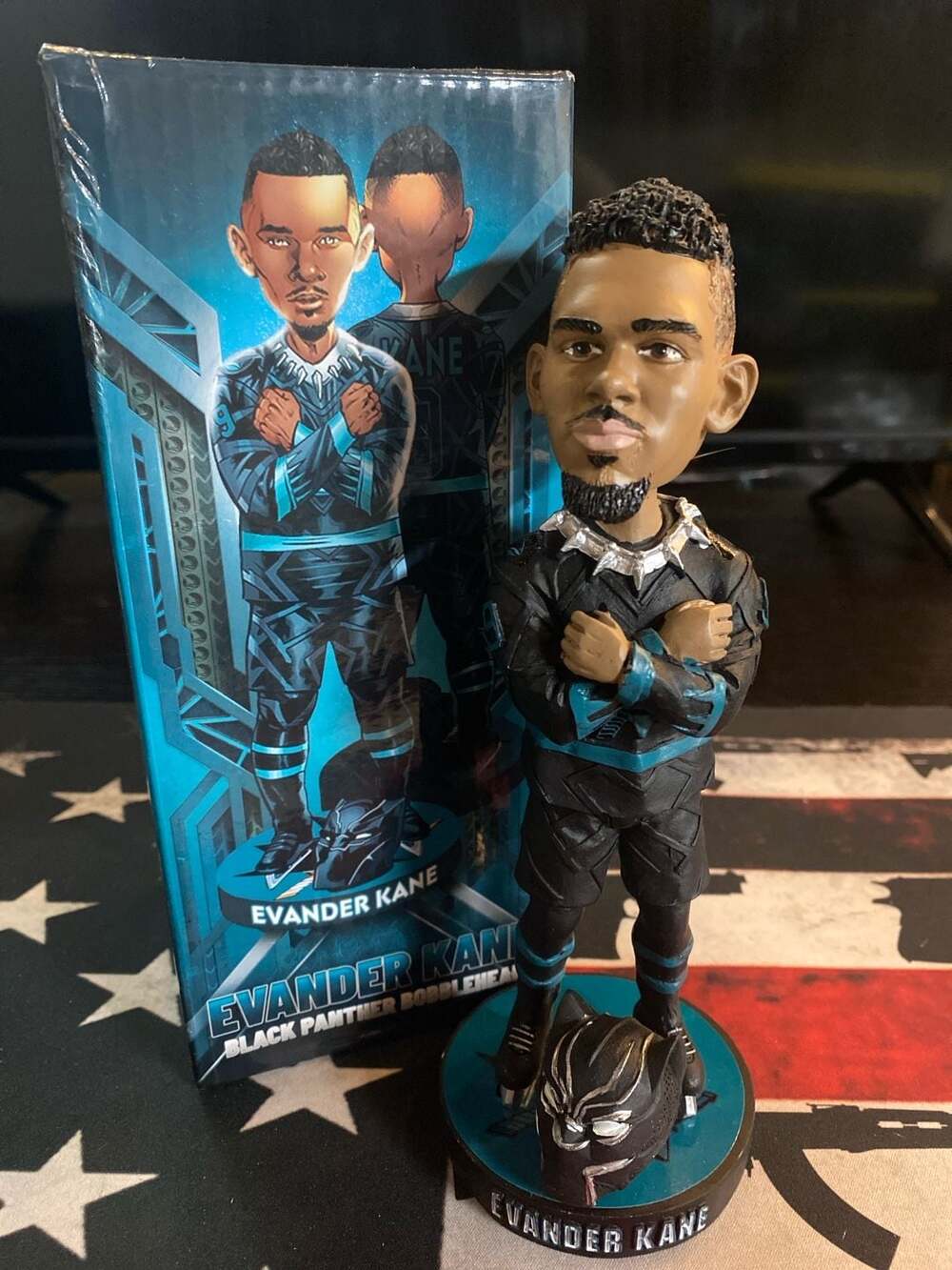 San Jose Sharks Evander Kane Marvel Black Panther bobblehead SGA 2-29 SJ Bobble